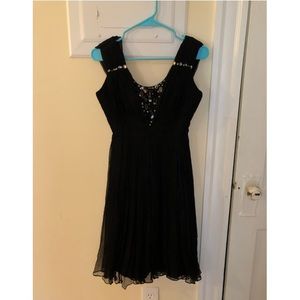 Black dress with embellished diamonds